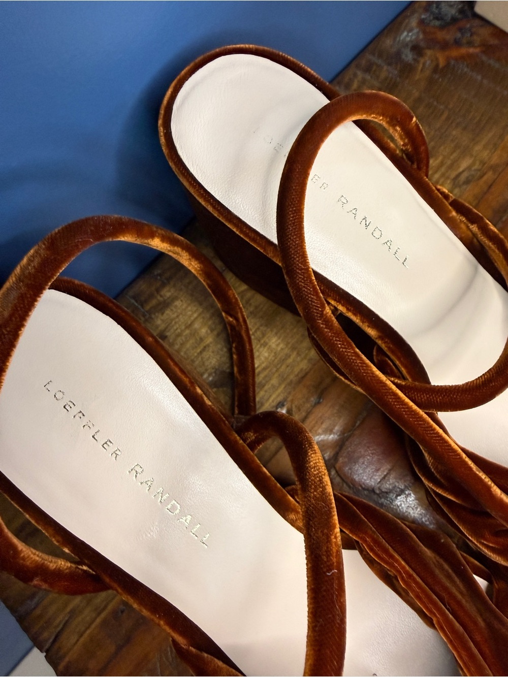 Loeffler Randall Brown Velvet Knot Sandals with Block Heel - Picture 3 of 6